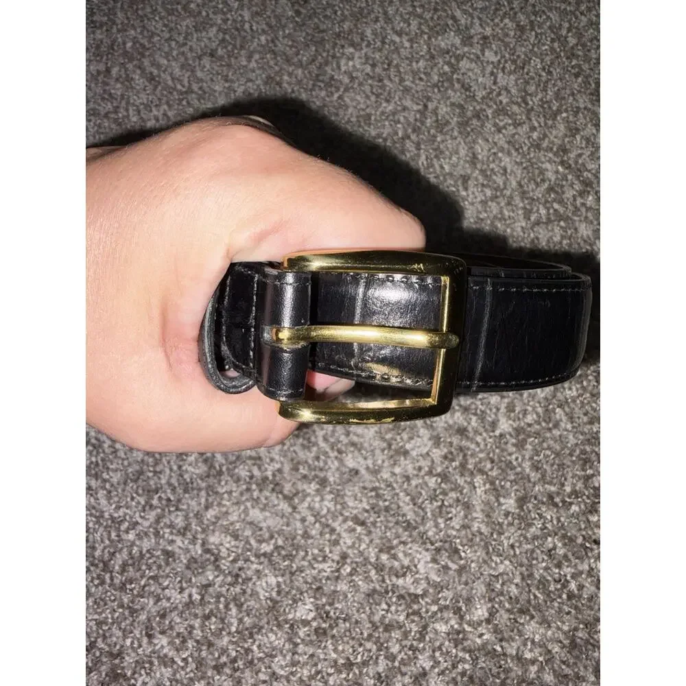 Brighton Leather Black. With Reptile Look To front Gold Buckle Size Small